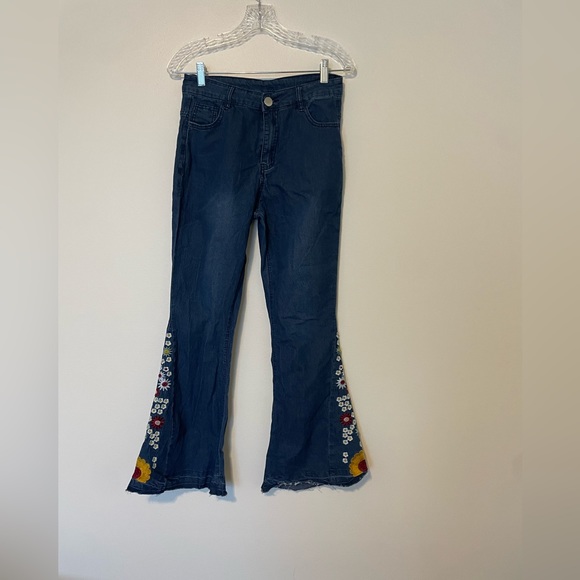 Flare Embroidered Jeans - Picture 1 of 6